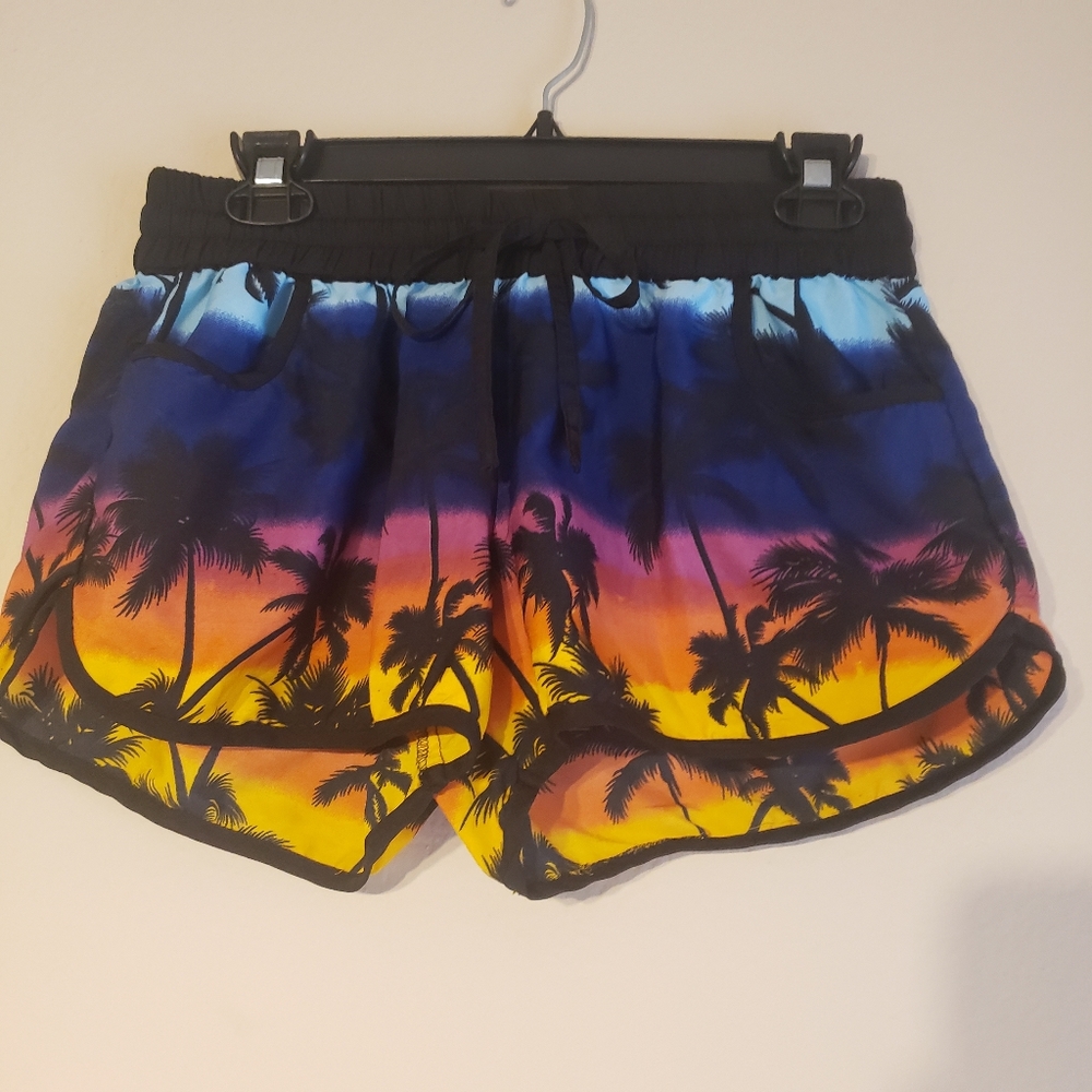 Drawstring Athletic Beach Sunset High-rise Shorts